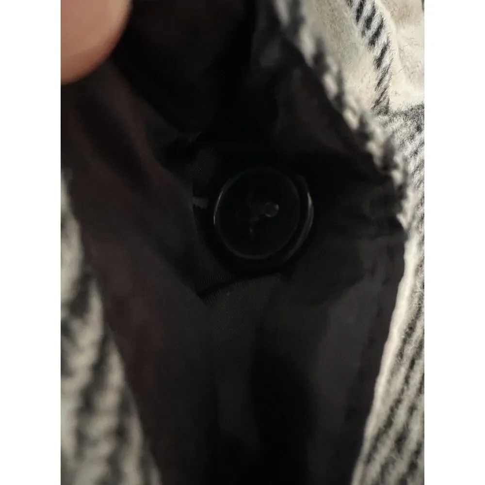 Mossimo Supply Co. Black and White Plaid Hooded Wrap Coat with Belt size M - Picture 5 of 10